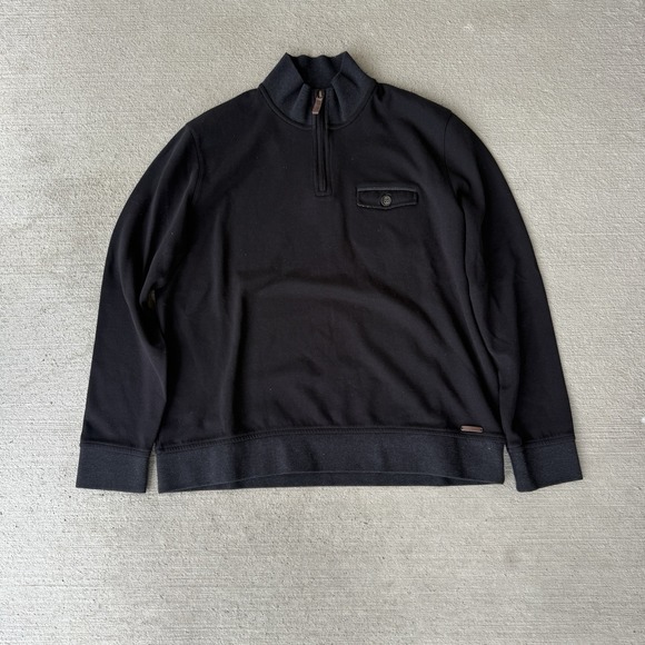 Ted Baker London Men's Black Quarter Zip Pullover Sweater Size 6 (L) Ribbed Trim - Picture 1 of 5